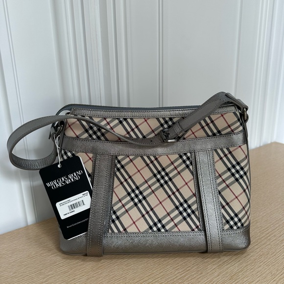 Burberry Plaid Shoulder Bag with Leather Accents, pre-loved Burberry Nova bag - Picture 13 of 16